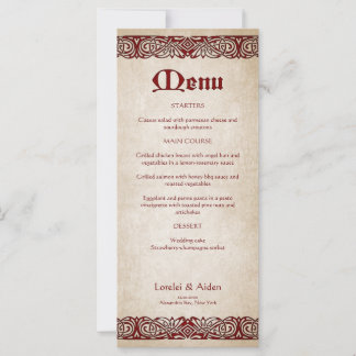 Sword Royal Wedding Menu