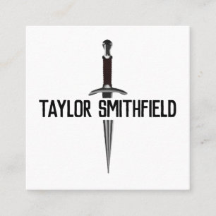 sword shield geometric modern weapon business card