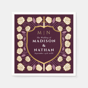 Sword & Shield Mediaeval Fantasy Monogram Wedding Napkin
