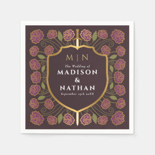 Sword & Shield Mediaeval Fantasy Monogram Wedding Napkin