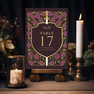 Sword & Shield Mediaeval Fantasy Monogram Wedding  Table Number