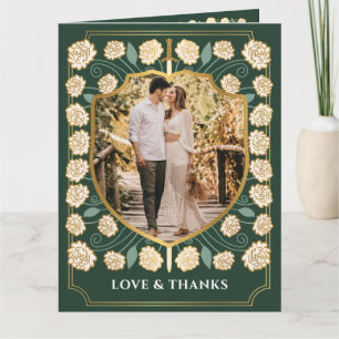 Sword & Shield Mediaeval Fantasy Monogram Wedding Thank You Card