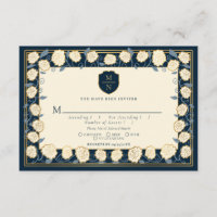 Sword & Shield Mediaeval Fantasy Wedding RSVP Blue