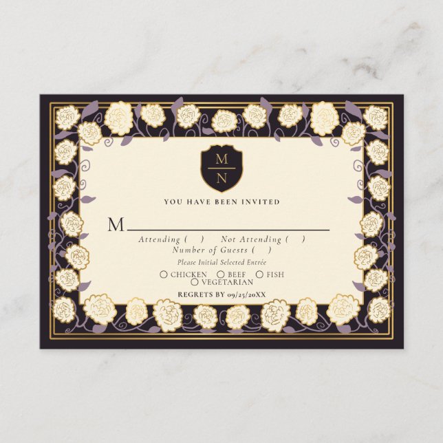 Sword & Shield Mediaeval Fantasy Wedding RSVP  Enclosure Card (Front)