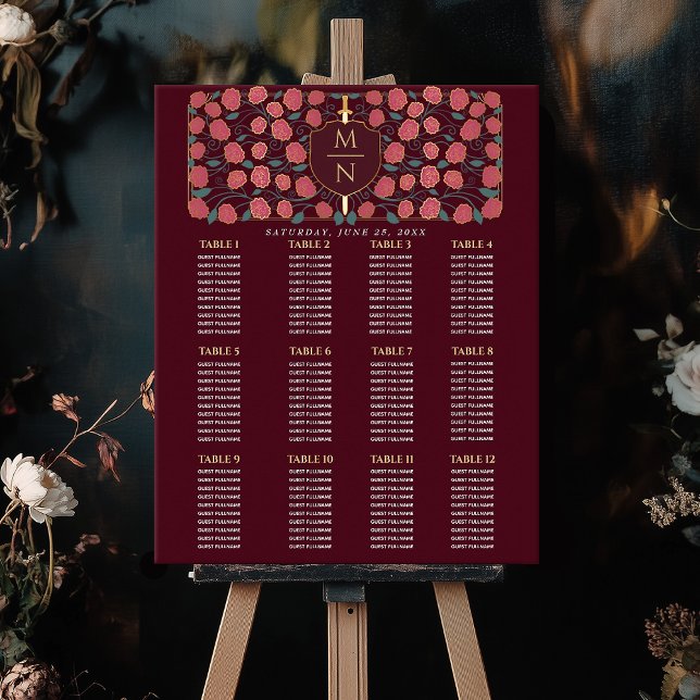 Sword & Shield Mediaeval Monogram  Seating Chart (Creator Uploaded)
