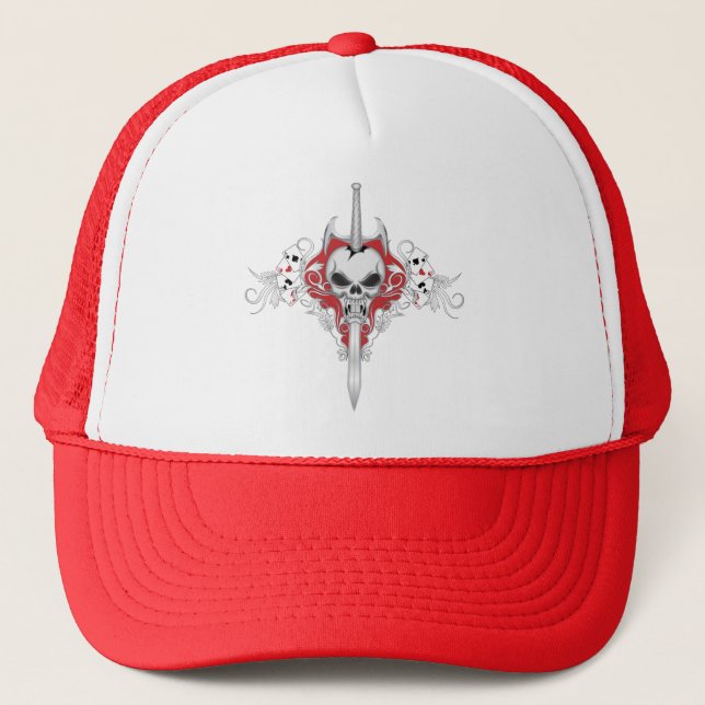 Sword Skull - RED Trucker Hat (Front)
