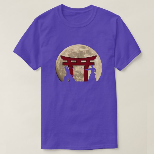 Sword Warrior Japanese Samurai Fighter Full Moon D T-Shirt (Design Front)