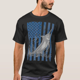 Swordfish Fishing American Flag Deep Sea Fishing T-Shirt