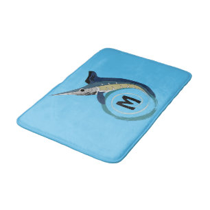 Swordfish Jumping Monogram Bath Mat