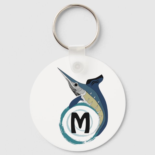 Swordfish Jumping Monogram Key Ring (Front)