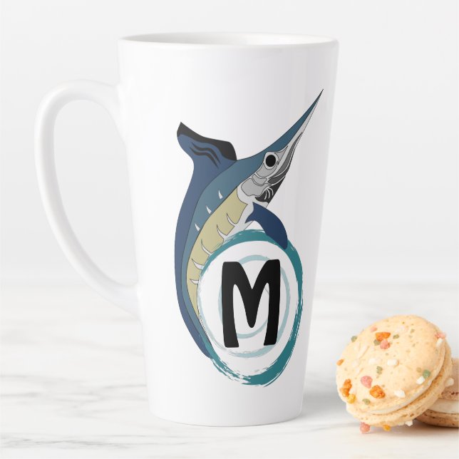 Swordfish Jumping Monogram Latte Mug (In Situ)