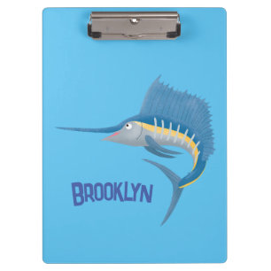Swordfish sailfish fun cartoon illustration clipboard