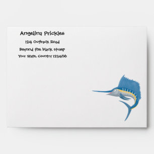 Swordfish sailfish fun cartoon illustration envelope