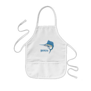 Swordfish sailfish fun cartoon illustration kids apron
