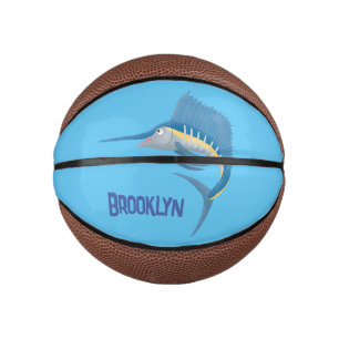 Swordfish sailfish fun cartoon illustration mini basketball