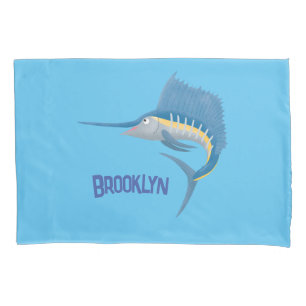 Swordfish sailfish fun cartoon illustration pillowcase