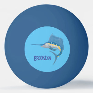 Swordfish sailfish fun cartoon illustration ping pong ball