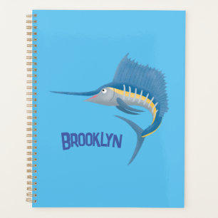 Swordfish sailfish fun cartoon illustration planner