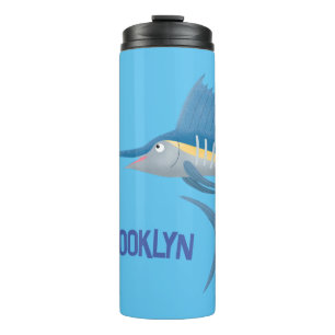 Swordfish sailfish fun cartoon illustration thermal tumbler