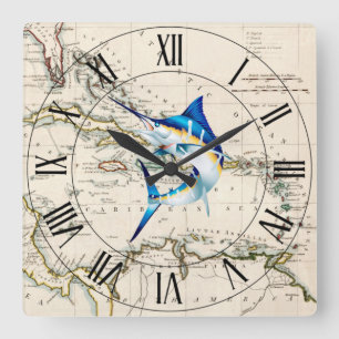 Swordfish ~ West Indies ~ Caribbean Sea ~ * ~ Square Wall Clock