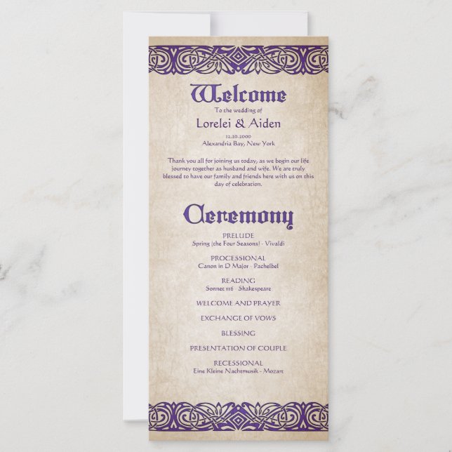 Swords Celtic Wedding Program (Front)