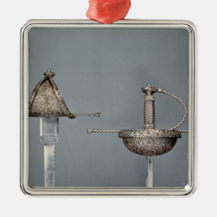 Swords: cup-hilted rapier of chiselled steel metal tree decoration