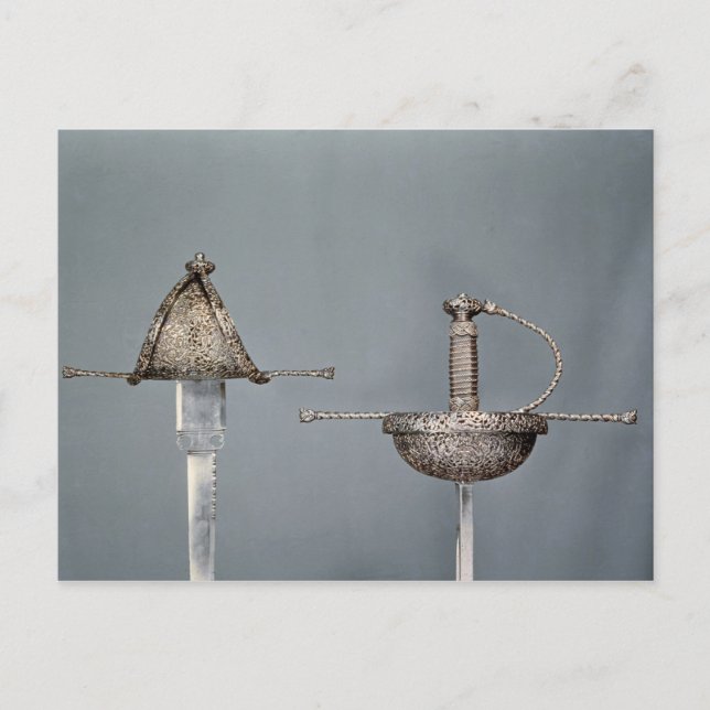 Swords: cup-hilted rapier of chiselled steel postcard (Front)