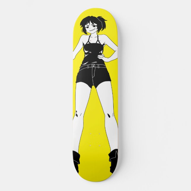 Swordswoman Anime Girl Skateboard Deck (Front)