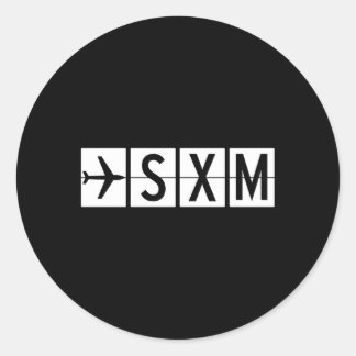 Sxm St Min Maen Airport Classic Round Sticker