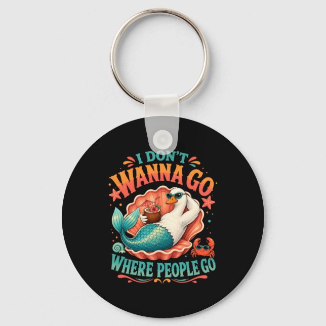 Sy Beach Vibes Mermaid Duck Design Key Ring (Front)