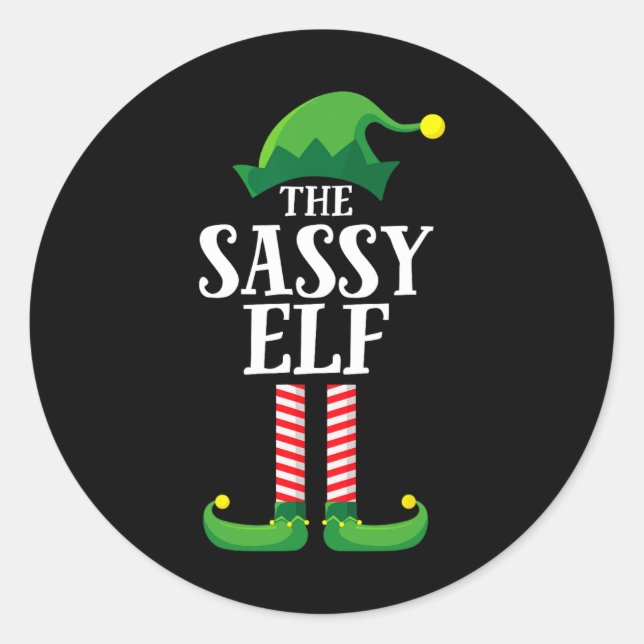 Sy Elf Matching Family Group Christmas Party  Classic Round Sticker (Front)