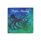 Sybille's Octopus On Blu/Grn, Hope - Marble Magnet