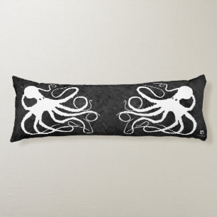 Sybille's Octopus on Grey - Body Pillow