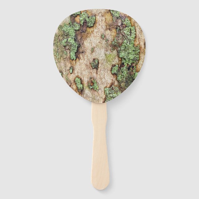 Sycamore Tree Bark Moss Lichen Hand Fan (Front)