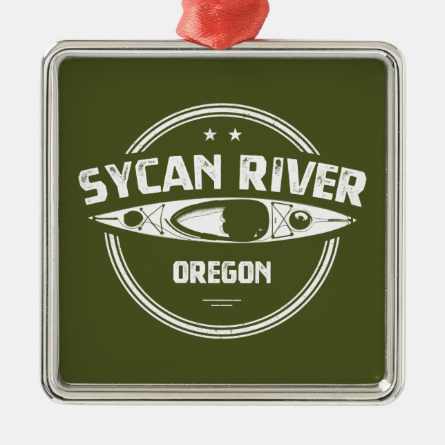Sycan River Oregon Kayaking Metal Tree Decoration (Front)