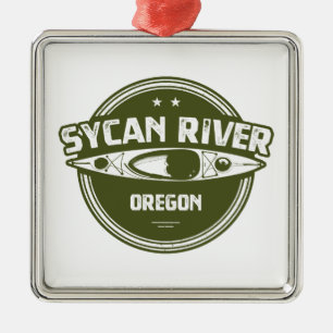 Sycan River Oregon Kayaking Metal Tree Decoration