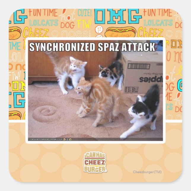 Sychronized Spaz Attack Square Sticker (Front)
