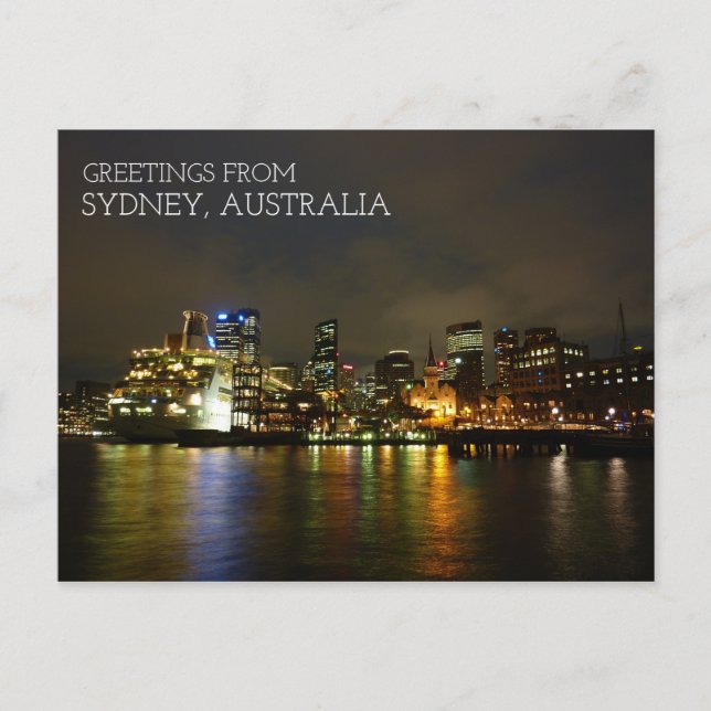 Sydney Australia At Night Postcard (Front)