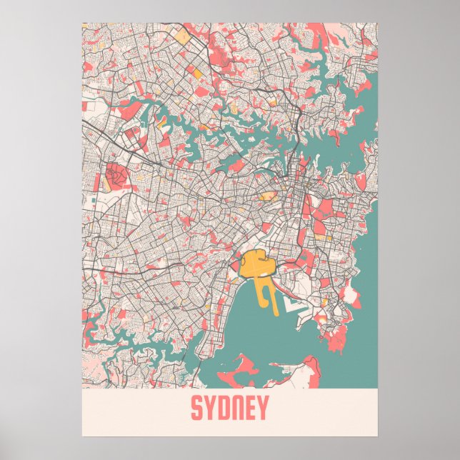 Sydney - Australia Chalk City Map Poster (Front)