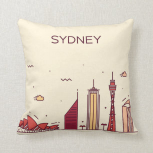 Sydney, Australia Doodle Skyline Cushion