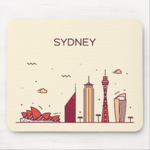 Sydney, Australia Doodle Skyline Mouse Pad