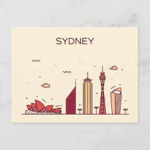 Sydney, Australia Doodle Skyline Postcard