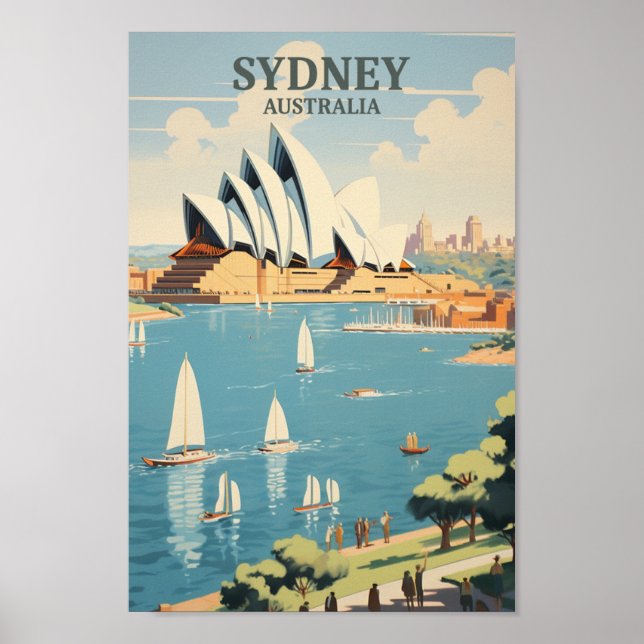 Sydney Australia Famous Vintage Travel Place Poster (Front)