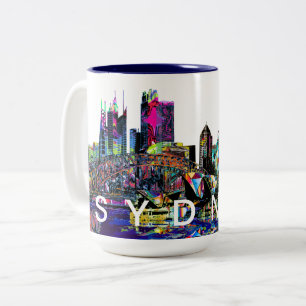 Sydney, Australia in graffiti Two-Tone Coffee Mug