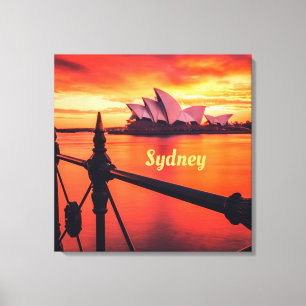 Sydney Australia Opera House Orange Sky Canvas Print