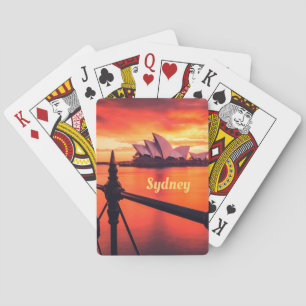 Sydney Australia Opera House Orange Sky Playing Cards