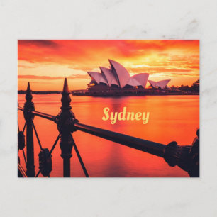Sydney Australia Opera House Orange Sky Postcard