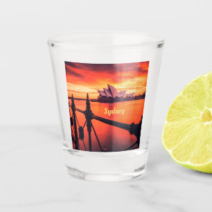 Sydney Australia Opera House Orange Sky Shot Glass