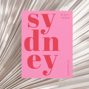 Sydney Australia red pink typography Postcard