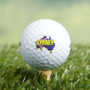 Sydney Australia Retro Kangaroo And Flag Vintage Golf Balls